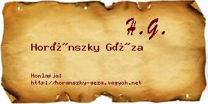 Horánszky Géza névjegykártya